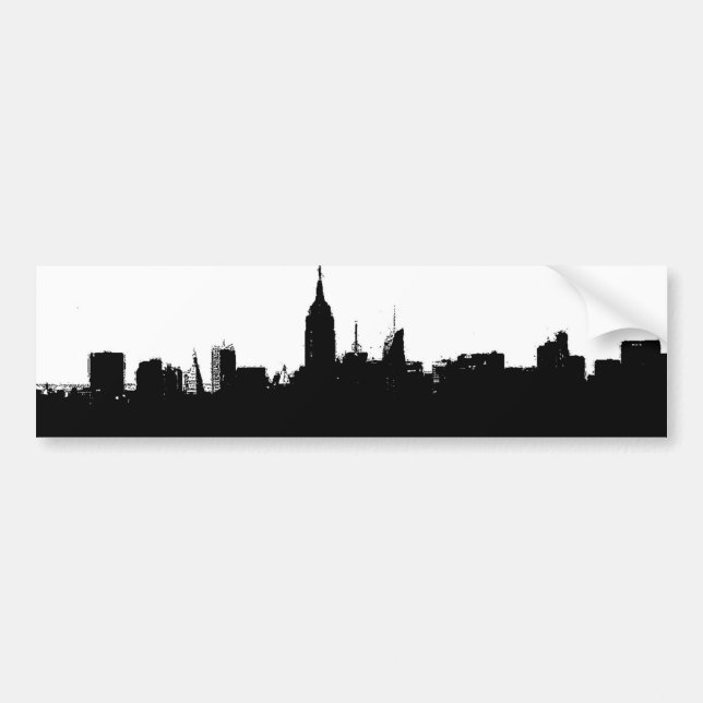 New York City Skyline Silhouette Bumper Sticker (Front)
