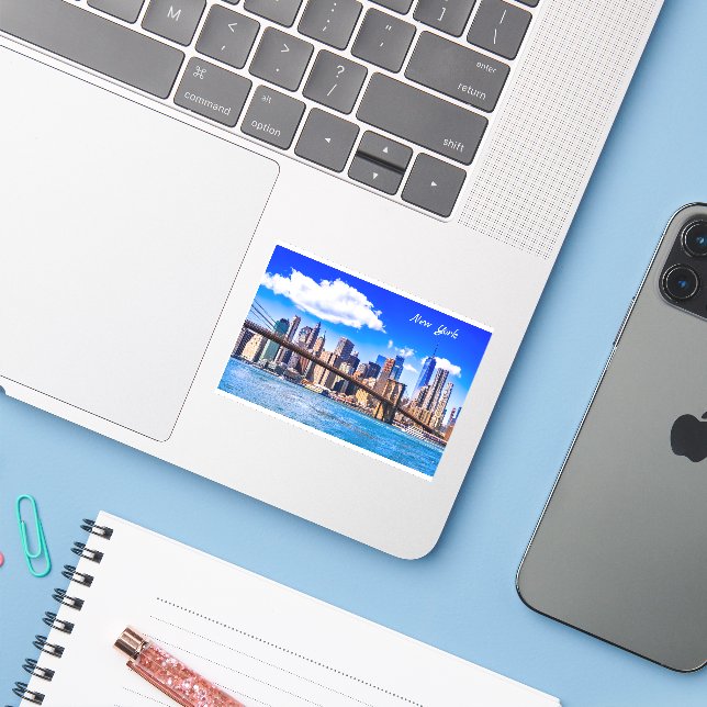 New York city skyline Sticker (Laptop w/ iPhone)