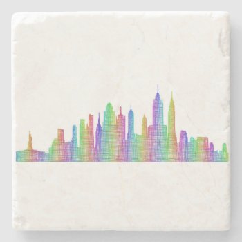 New York City Skyline Stone Coaster by ZYDDesign at Zazzle