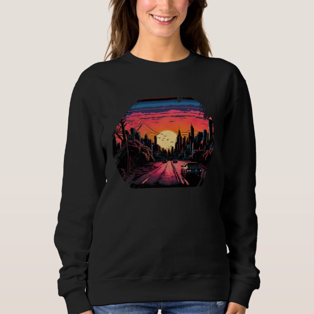 New York City Skyline Sunset Heat Sweatshirt (Front)