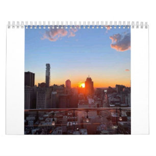 New York City Skyline Sunset Rooftop View Art Calendar