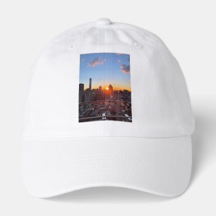 New York City Skyline Sunset Rooftop View Art Hat