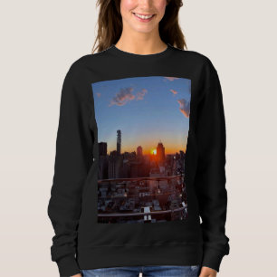 New York City Skyline Sunset Rooftop View Art Sweatshirt