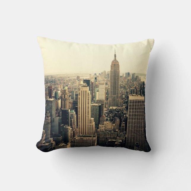 New York City Skyline Throw Pillow (Front)