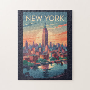 New York City Skyline Travel Art Vintage Jigsaw Puzzle