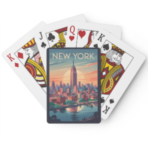 New York City Skyline Travel Art Vintage Poker Cards