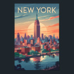 New York City Skyline Travel Art Vintage Poster<br><div class="desc">New York retro vector travel design. From Times Square and Central Park to the Statue of Liberty and Broadway,  NYC offers an unforgettable mix of culture,  history,  entertainment,  and innovation.</div>