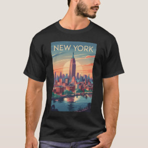 New York City Skyline Travel Art Vintage T-Shirt