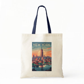 New York City Skyline Travel Art Vintage Tote Bag