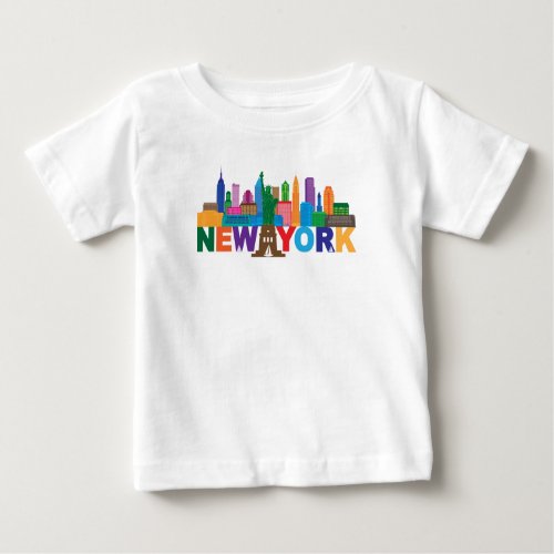 New York City Skyline Typography Baby T_Shirt