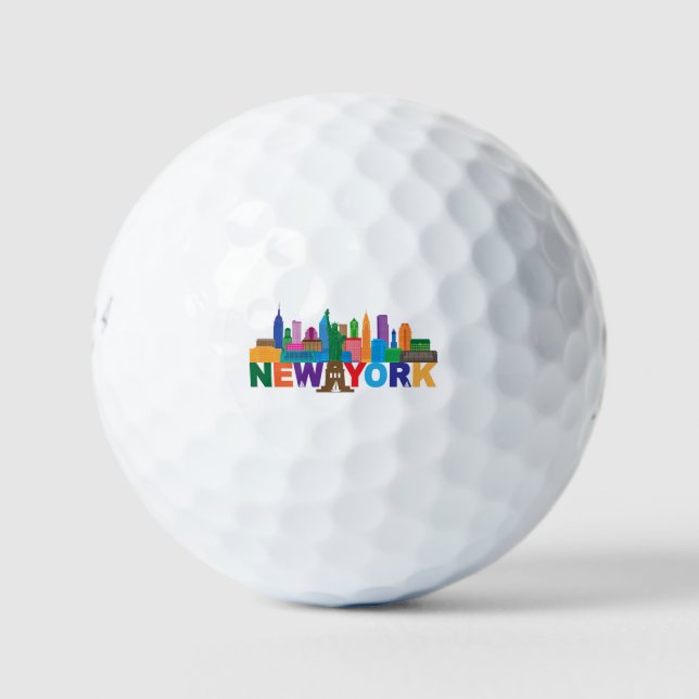 New York City Skyline Typography Golf Balls (Front)