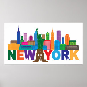 New York City Skyline Typography Poster