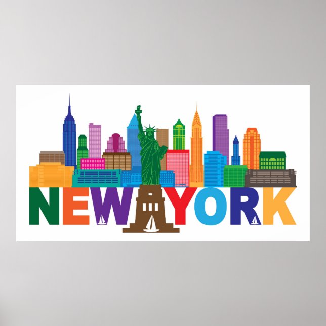 New York City Skyline Typography Poster (Front)
