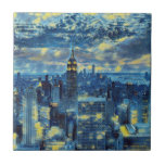 New York City Skyline Van Gogh Starry Night Art Ceramic Tile<br><div class="desc">Get this stylish ceramic tile featuring the New York City skyline inspired by Van Gogh's art style. Design shows the New York cityscape in Van Gogh's Starry Night and its familiar blue and yellow color scheme</div>