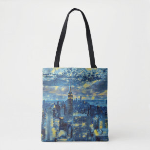 New York City Skyline Van Gogh Starry Night Art Tote Bag