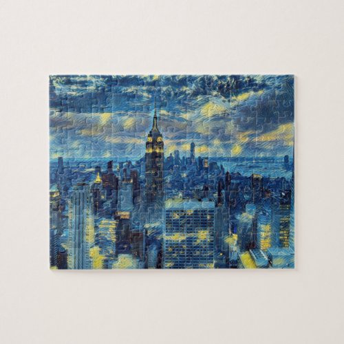 New York City Skyline Van Gogh Starry Night Puzzle