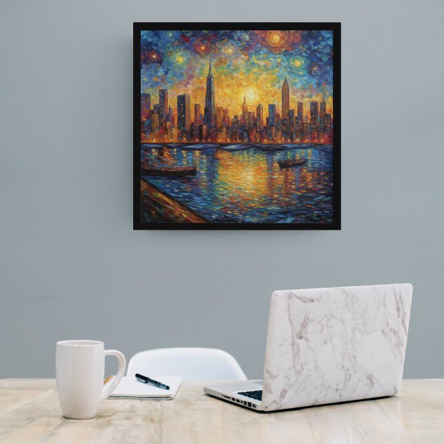 New York City Skyline van Gogh style Metal Print (Creator Uploaded)