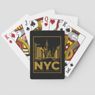 New York City Skyline – Vintage Gold & Black Poker Cards
