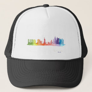 NEW YORK CITY skyline watercolor colorful Trucker Hat