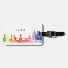 NEW YORK CITY skyline Watercolor Modern cool Luggage Tag