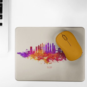 New York City Skyline Watercolor on White Mouse Pad