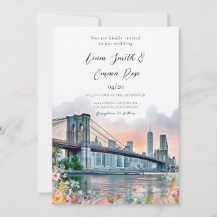 New York City Skyline Wedding Brooklyn Wedding  Invitation