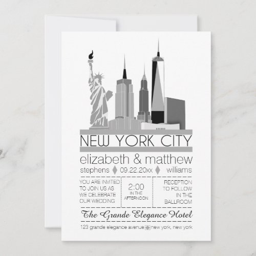 New York City Skyline Wedding Invitation