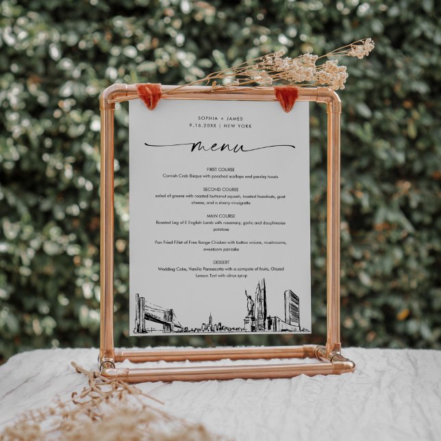 New York City Skyline Wedding Menu Sign (Creator Uploaded)