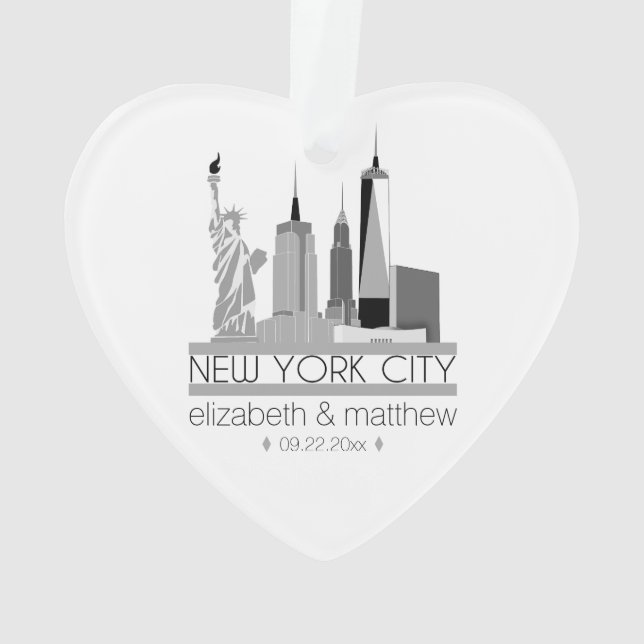 New York City Skyline Wedding Ornament (Back)