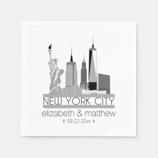 New York City Skyline Wedding Paper Napkins (Front)