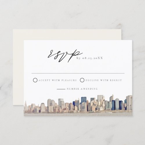 NEW YORK CITY Skyline Wedding RSVP Card
