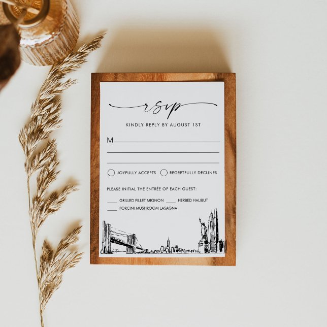 New York City Skyline Wedding RSVP Response Card (Creator Uploaded)