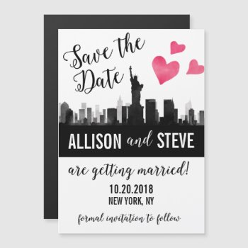 New York City Skyline Wedding Save The Date Magnet by weddingsnwhimsy at Zazzle