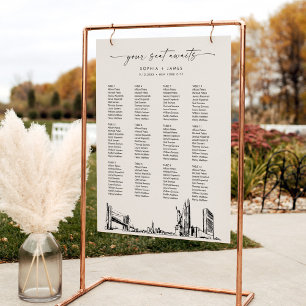 New York City Skyline Wedding Seating Chart 18x24 Foam Board