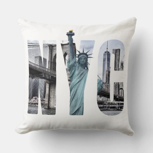 New York City Skyline With Statue Of Liberty Throw Pillow