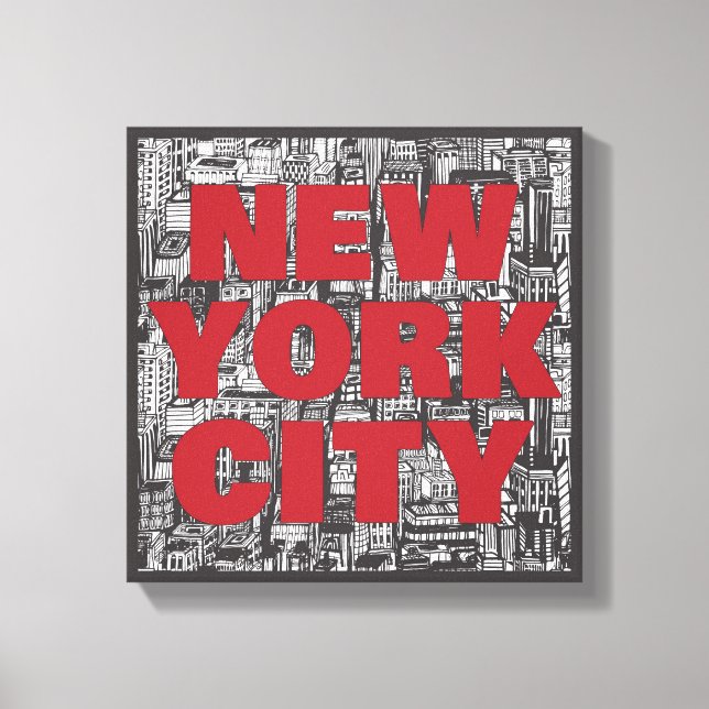 New York City | Skyscraper Typography Canvas Print (Front)