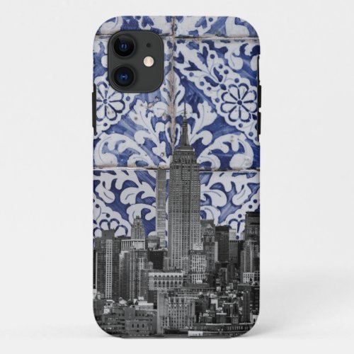 New York City Skyscrapers Meet Portuguese Tiles iPhone 11 Case