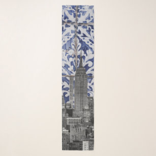 New York City Skyscrapers Meet Portuguese Tiles Scarf
