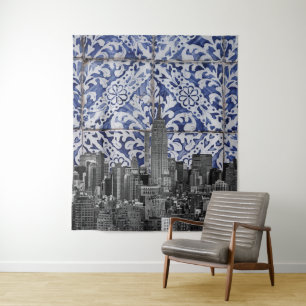 New York City Skyscrapers Meet Portuguese Tiles Tapestry