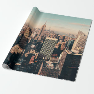 New York City skyscrapers roof terrace urban views Wrapping Paper