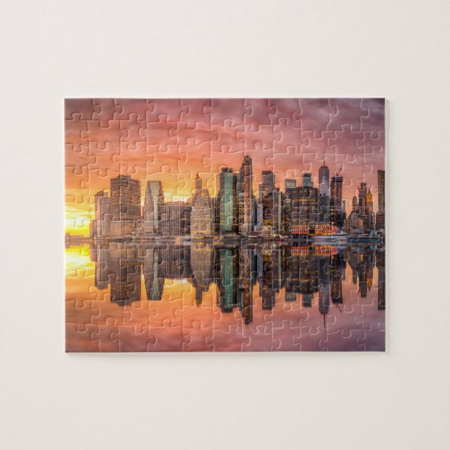 New York City Skyscrapers Skyline Sunset Travel Jigsaw Puzzle (Horizontal)