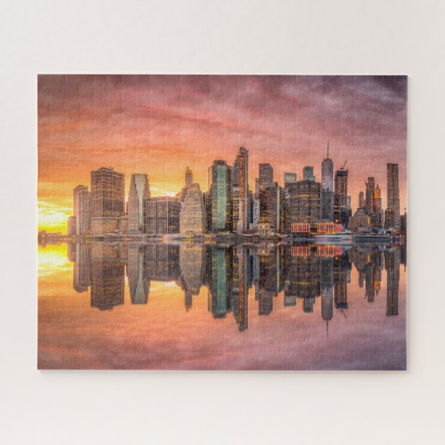 New York City Skyscrapers Skyline Sunset Travel Jigsaw Puzzle (Horizontal)