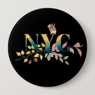New York City & Squirrel Colorful Button