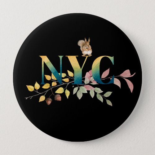 New York City  Squirrel Colorful Button