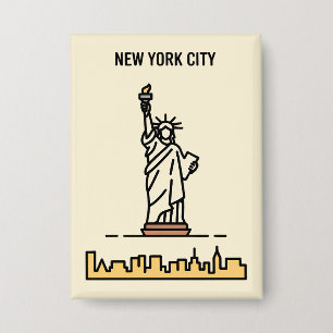 New York City Statue of Liberty Line Art Travel Button