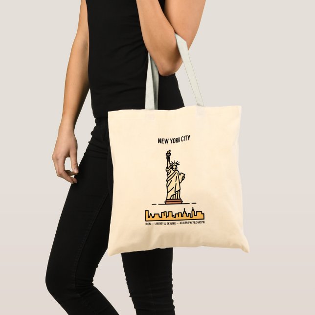 New York City Statue of Liberty Minimalist Travel Tote Bag (Front (Product))