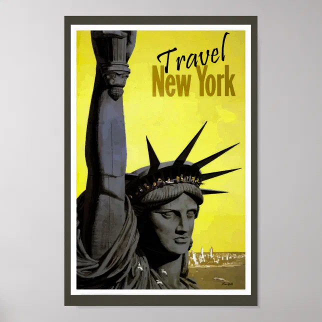 New York CIty Statue of Liberty Retro Vintage Poster | Zazzle