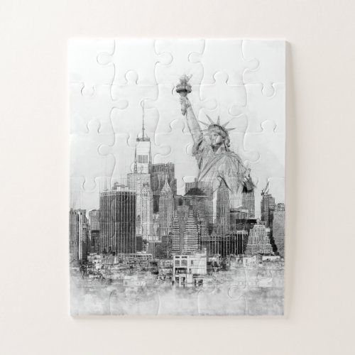 New York City Statue of Liberty Sketch Jigsaw Puzzle