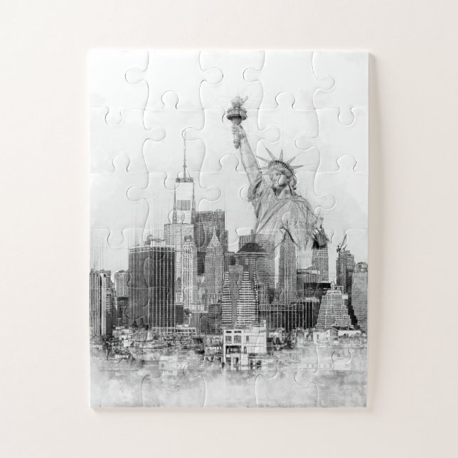 New York City Statue of Liberty Sketch Jigsaw Puzzle (Vertical)