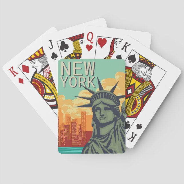 NEW YORK CITY Statue of Liberty Skyline Retro Poker Cards (Back)